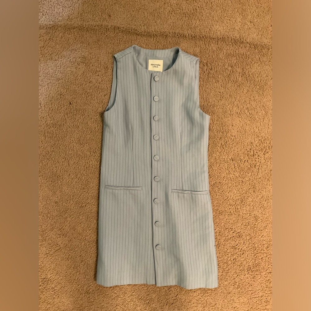 Sleeveless Blue Pinstripe Dress